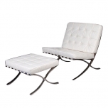 (A)バルセロナチェア(ホワイト) (B)バルセロナオットマン(ホワイト)