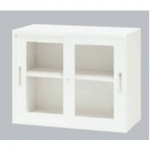 ホワイト書庫(I)ガラス引違い・ロータイプ