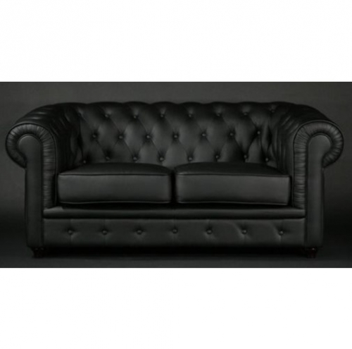 チェスターフィールド2Pソファ（ブラック）