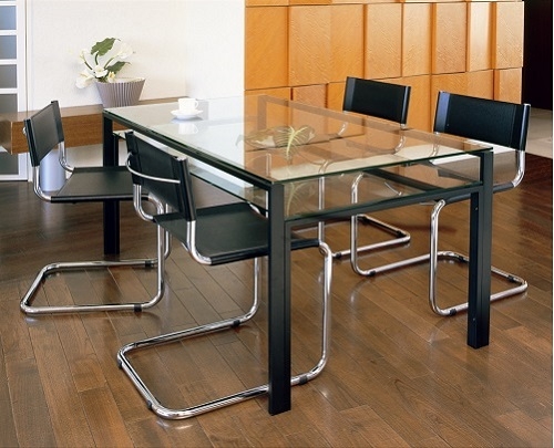 ガラスダイニングテーブル(中棚付)ブラック