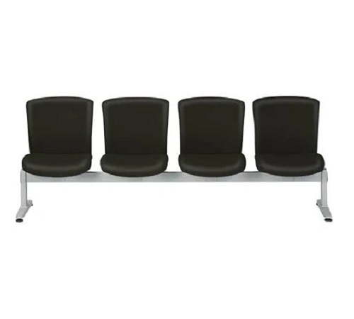 ロビーチェア(4連)ブラック 肘無