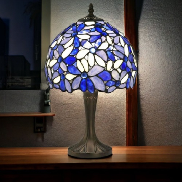 ステンドガラステーブルライト(ハナハナブルー)
