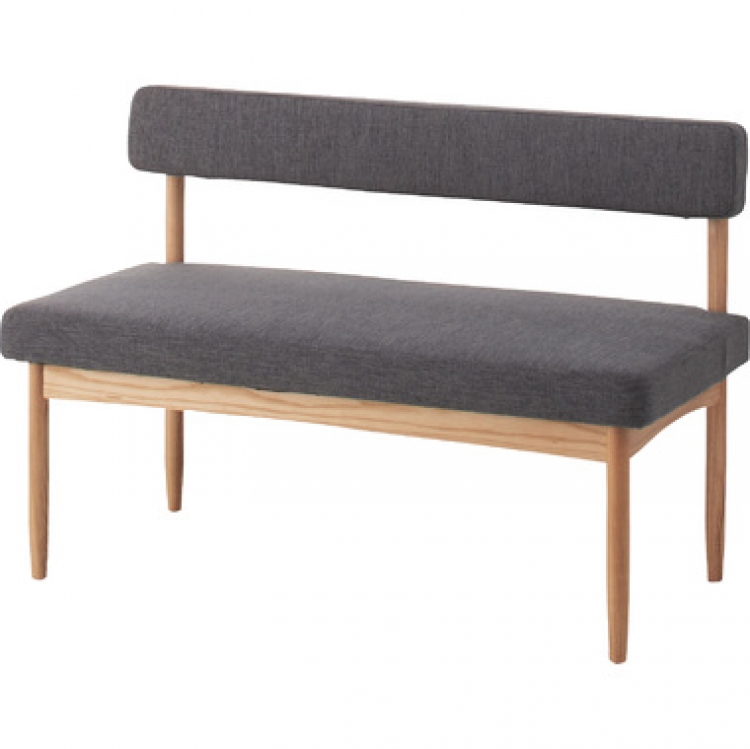 ダイニングベンチ（背付）グレー