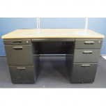 事務机・両袖(ナチュラル/ブラック)